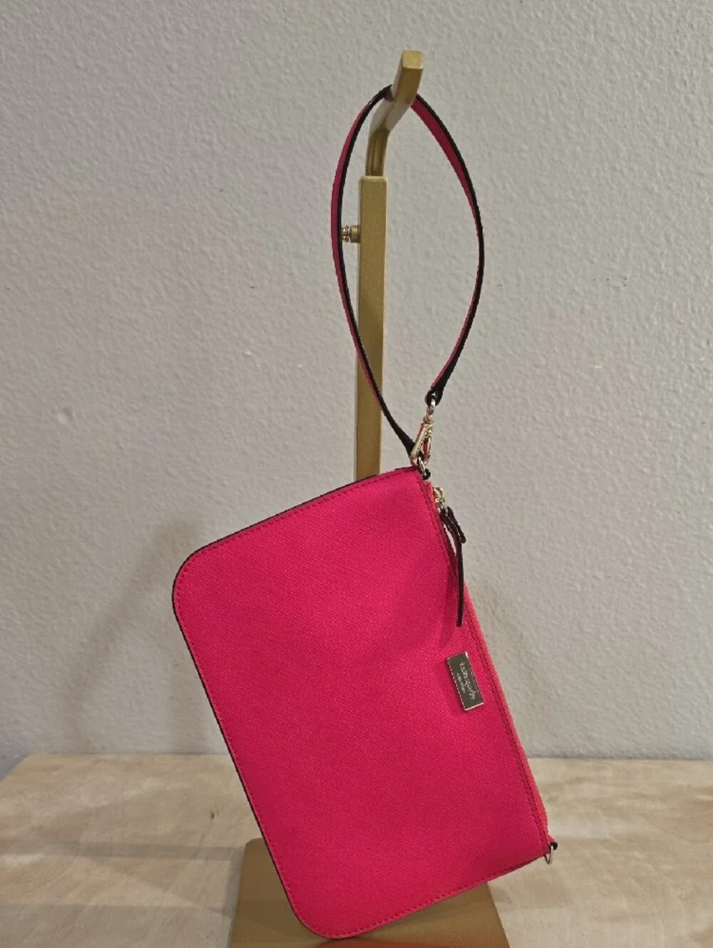 kate spade Bright Hot Pink Wristlet Clutch with Gold Hardware